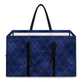 Navy Blue Argyle Pattern Print Utility Tote Bag