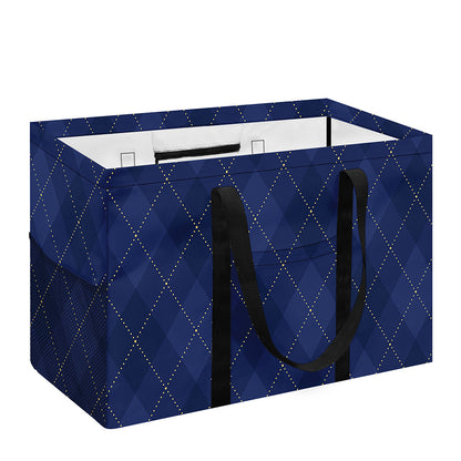 Navy Blue Argyle Pattern Print Utility Tote Bag