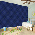 Navy Blue Argyle Pattern Print Wall Sticker