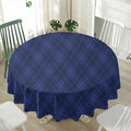 Navy Blue Argyle Pattern Print Waterproof Round Tablecloth