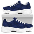 Navy Blue Argyle Pattern Print White Chunky Shoes