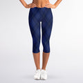 Navy Blue Argyle Pattern Print Women's Capri Leggings