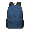 Navy Blue Denim Jeans Print 17 Inch Backpack