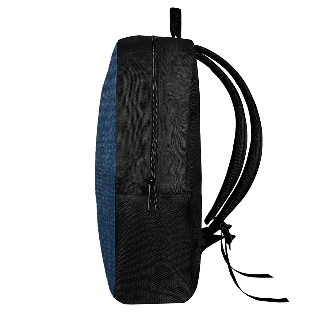 Navy Blue Denim Jeans Print 17 Inch Backpack