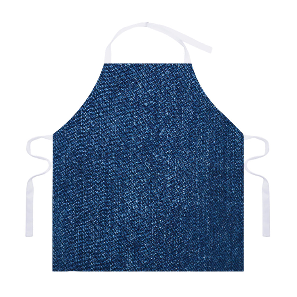 Navy Blue Denim Jeans Print Adjustable Apron