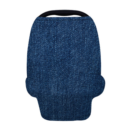 Navy Blue Denim Jeans Print Baby Seat Cover