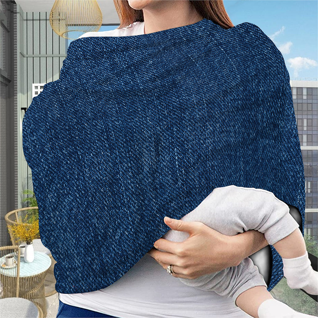 Navy Blue Denim Jeans Print Baby Seat Cover