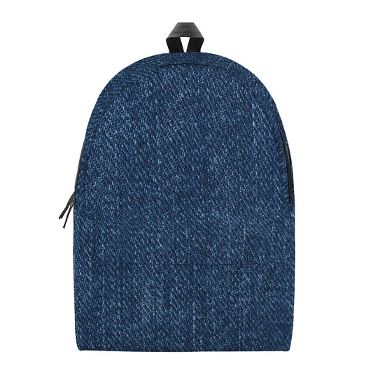 Navy Blue Denim Jeans Print Backpack