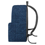 Navy Blue Denim Jeans Print Backpack