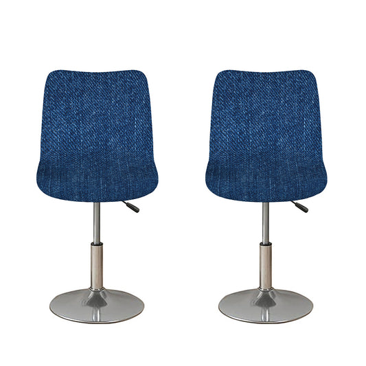 Navy Blue Denim Jeans Print Bar Stool Covers