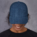 Navy Blue Denim Jeans Print Baseball Cap