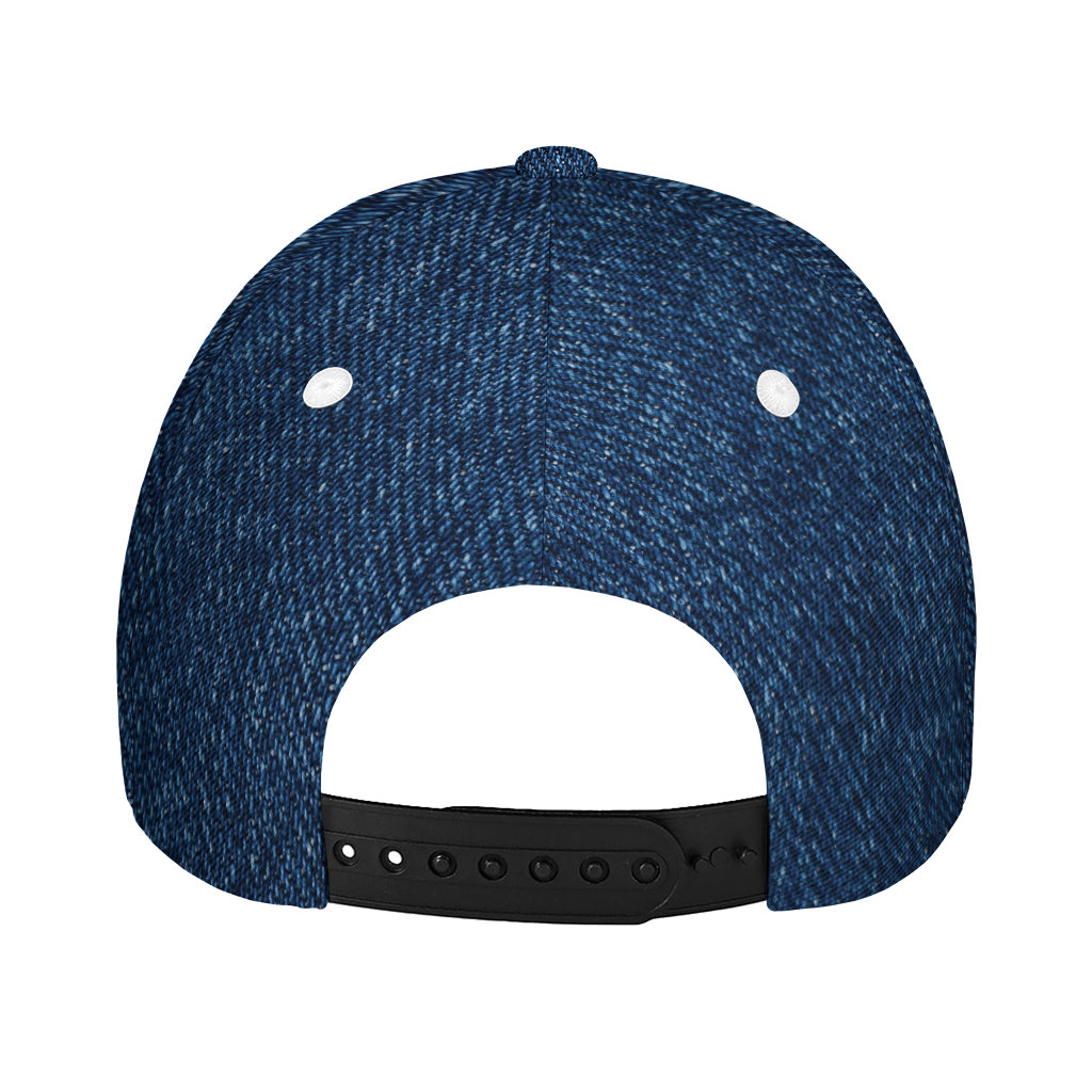 Navy Blue Denim Jeans Print Baseball Cap