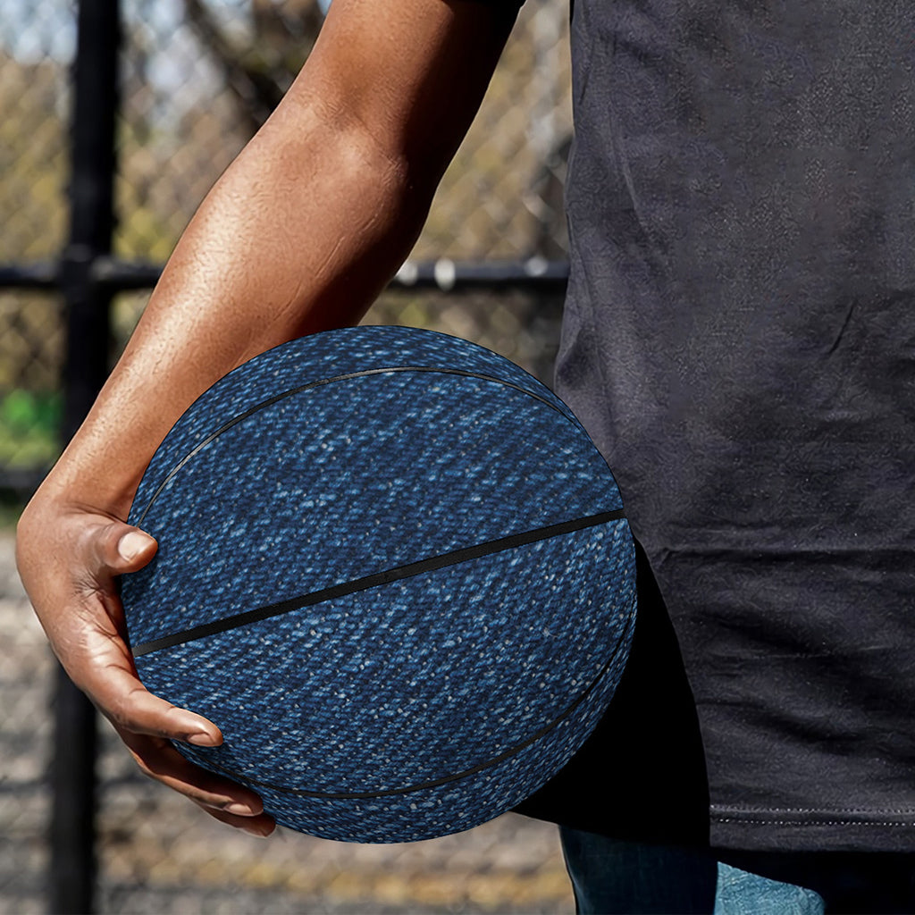 Navy Blue Denim Jeans Print Basketball