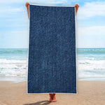 Navy Blue Denim Jeans Print Beach Towel