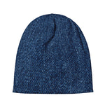 Navy Blue Denim Jeans Print Beanie