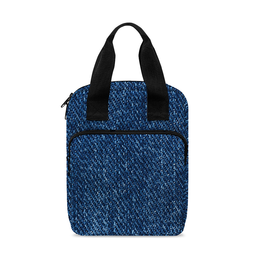 Navy Blue Denim Jeans Print Bible Tote Bag