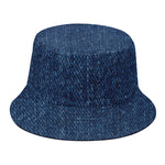 Navy Blue Denim Jeans Print Bucket Hat