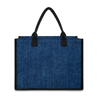 Navy Blue Denim Jeans Print Canvas Tote Bag