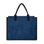 Navy Blue Denim Jeans Print Canvas Tote Bag