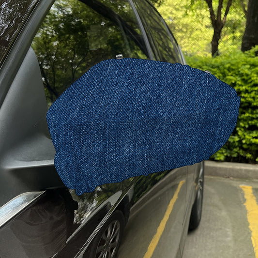 Navy Blue Denim Jeans Print Car Side Mirror Covers