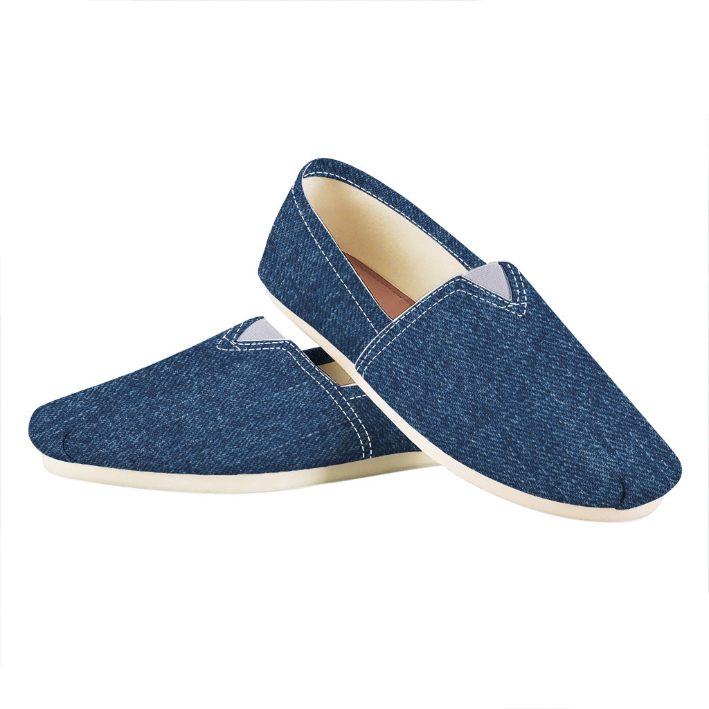 Navy Blue Denim Jeans Print Casual Shoes