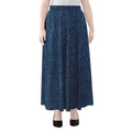 Navy Blue Denim Jeans Print Chiffon Maxi Skirt