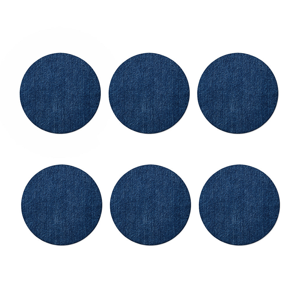 Navy Blue Denim Jeans Print Coaster Set