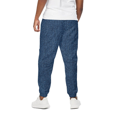 Navy Blue Denim Jeans Print Cotton Pants
