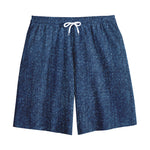 Navy Blue Denim Jeans Print Cotton Shorts