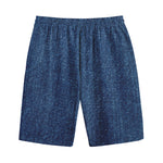 Navy Blue Denim Jeans Print Cotton Shorts