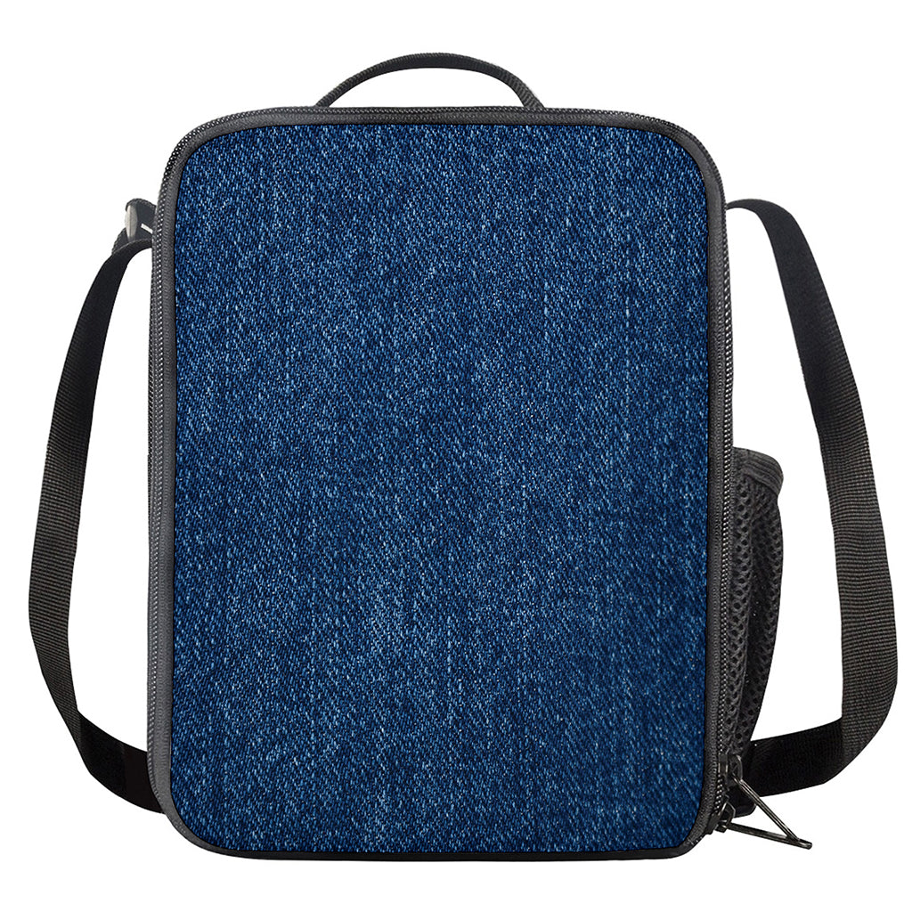 Navy Blue Denim Jeans Print Crossbody Lunch Bag