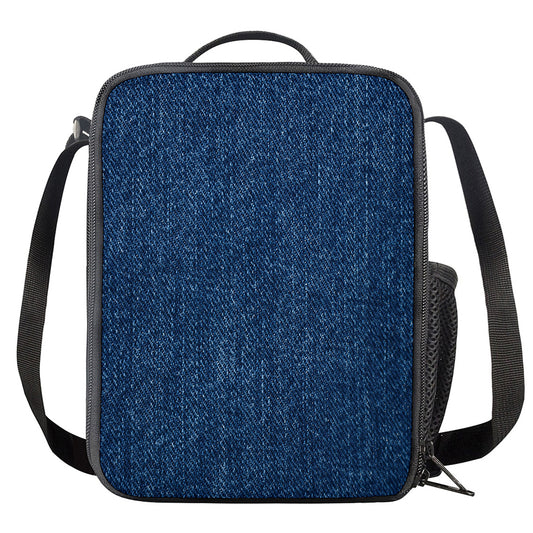 Navy Blue Denim Jeans Print Crossbody Lunch Bag