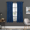 Navy Blue Denim Jeans Print Grommet Curtain Panels