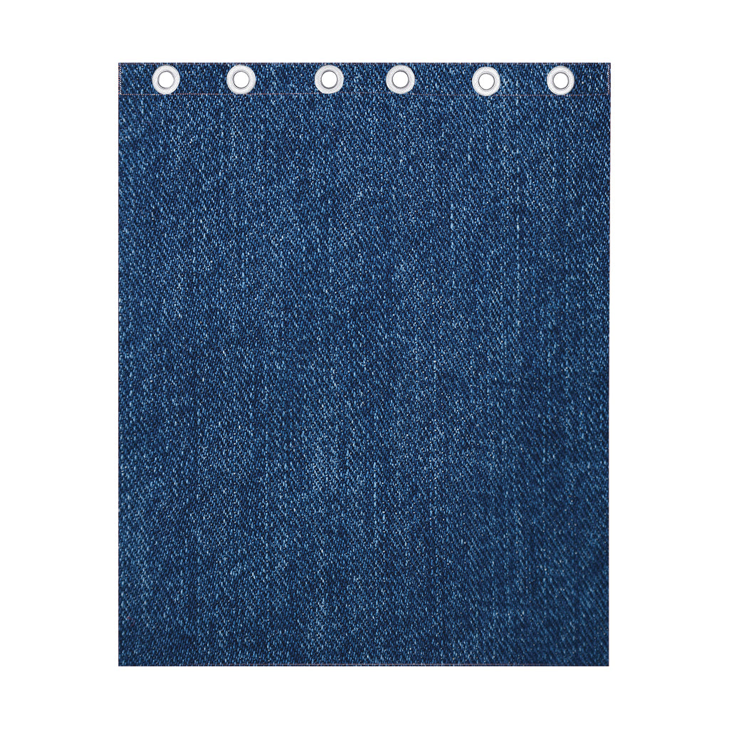 Navy Blue Denim Jeans Print Curtain