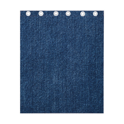 Navy Blue Denim Jeans Print Curtain