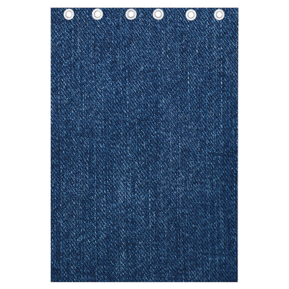Navy Blue Denim Jeans Print Curtain