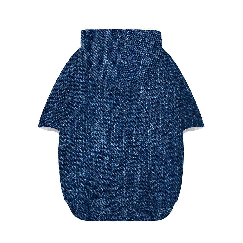 Navy Blue Denim Jeans Print Dog Zip Up Hoodie