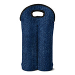 Navy Blue Denim Jeans Print Double Neoprene Wine Tote