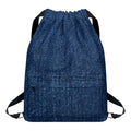 Navy Blue Denim Jeans Print Drawstring Backpack