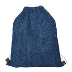 Navy Blue Denim Jeans Print Drawstring Bag