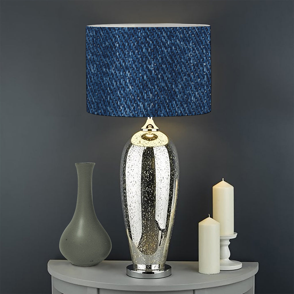 Navy Blue Denim Jeans Print Drum Lamp Shade