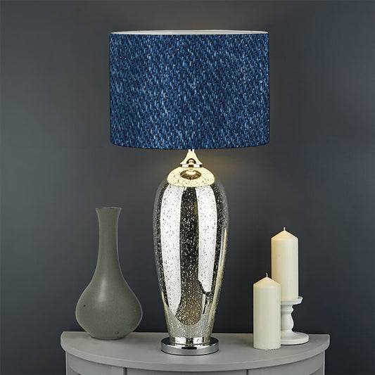 Navy Blue Denim Jeans Print Drum Lamp Shade