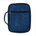 Navy Blue Denim Jeans Print Front Pocket Bible Bag