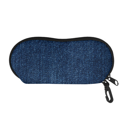 Navy Blue Denim Jeans Print Glasses Case