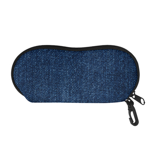 Navy Blue Denim Jeans Print Glasses Case
