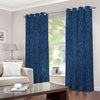 Navy Blue Denim Jeans Print Grommet Curtains