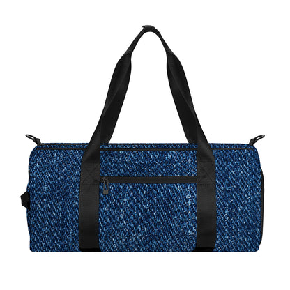 Navy Blue Denim Jeans Print Gym Bag