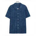 Navy Blue Denim Jeans Print Hawaiian Shirt