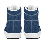 Navy Blue Denim Jeans Print High Top Leather Sneakers