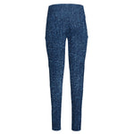 Navy Blue Denim Jeans Print High-Waisted Pocket Leggings